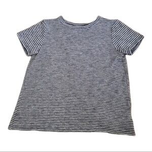 Zella Girls Navy Blue Striped Knitted T-Shirt With Slit Back Size M
